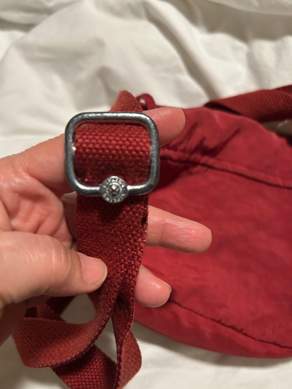 Kipling Burgundy Small Crossbody Bag with Monkey Charm - Picture 6 of 8